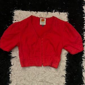 Farm Rio Red Cropped Cardigan